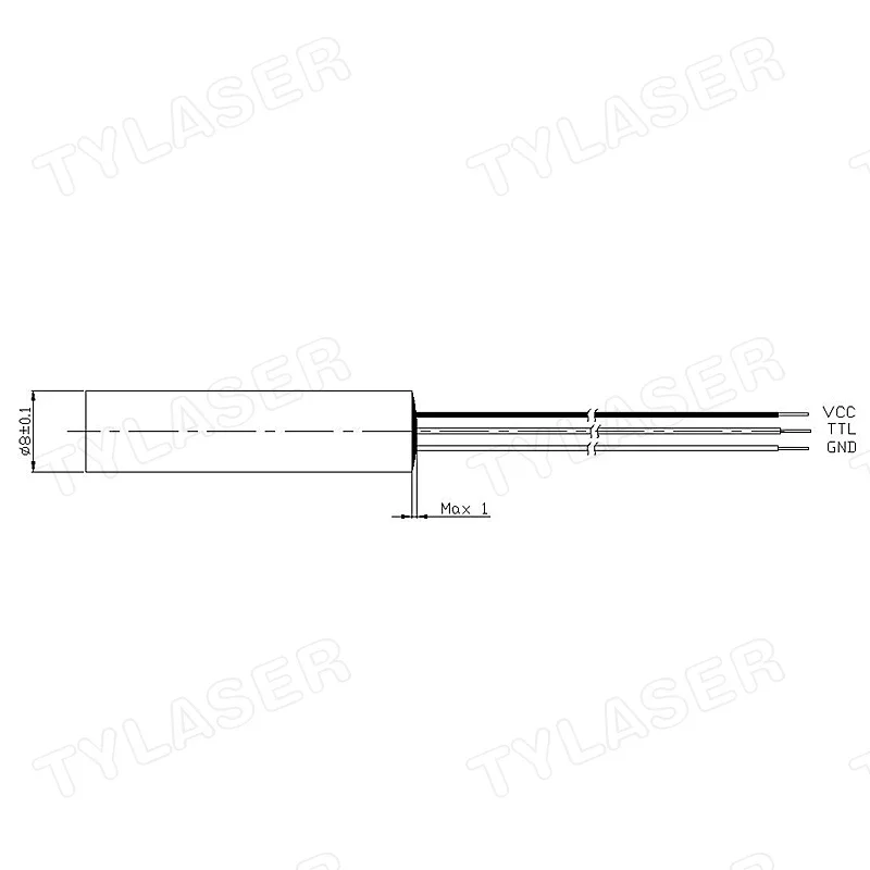 Industrial Grade Laser Pointer - Externes TTL 8mm 635nm Rotpunkt 1mW