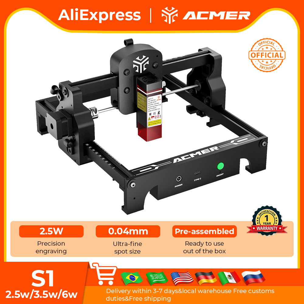 ACMER S1 Mini-Lasergravur- und – Rotary Axis Laser Engraver Bewertung und Preis